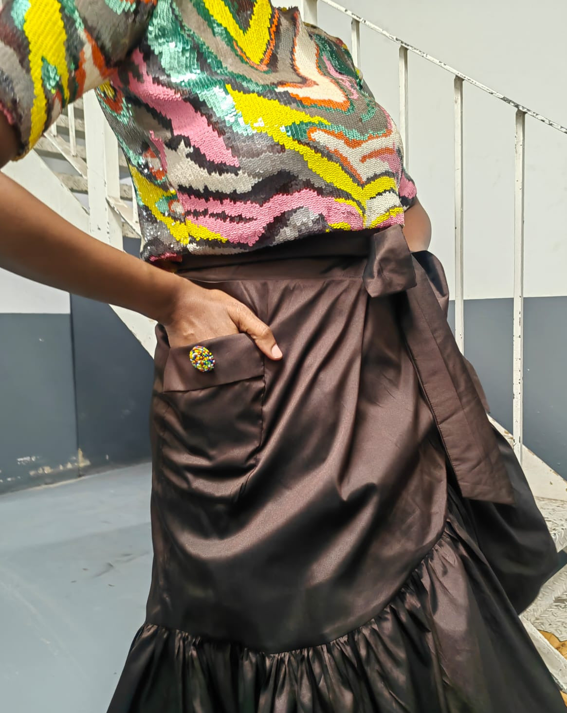 Abiya Wrap Skirt (Brown)