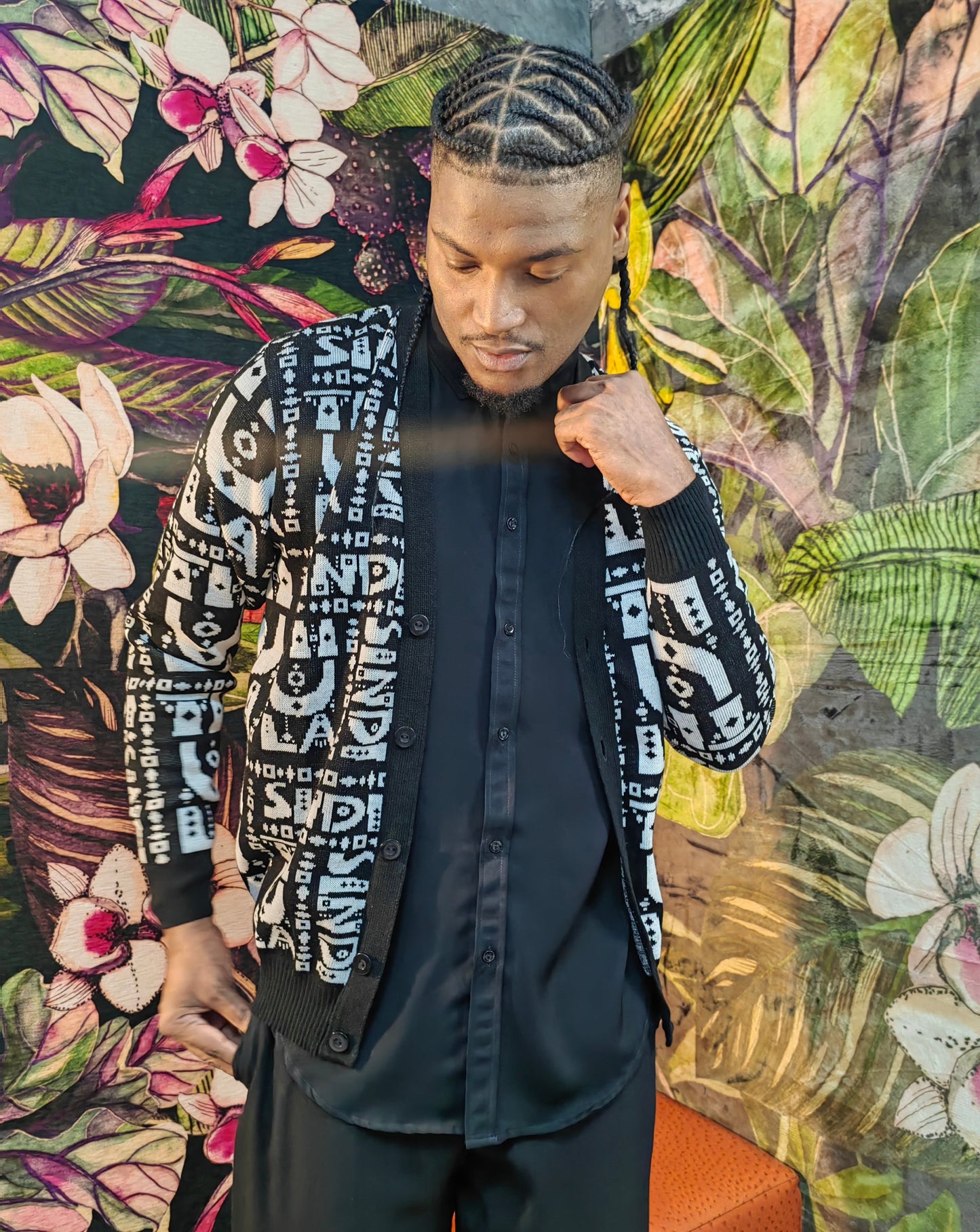 Logo Afrique Knit Cardigan (Black)