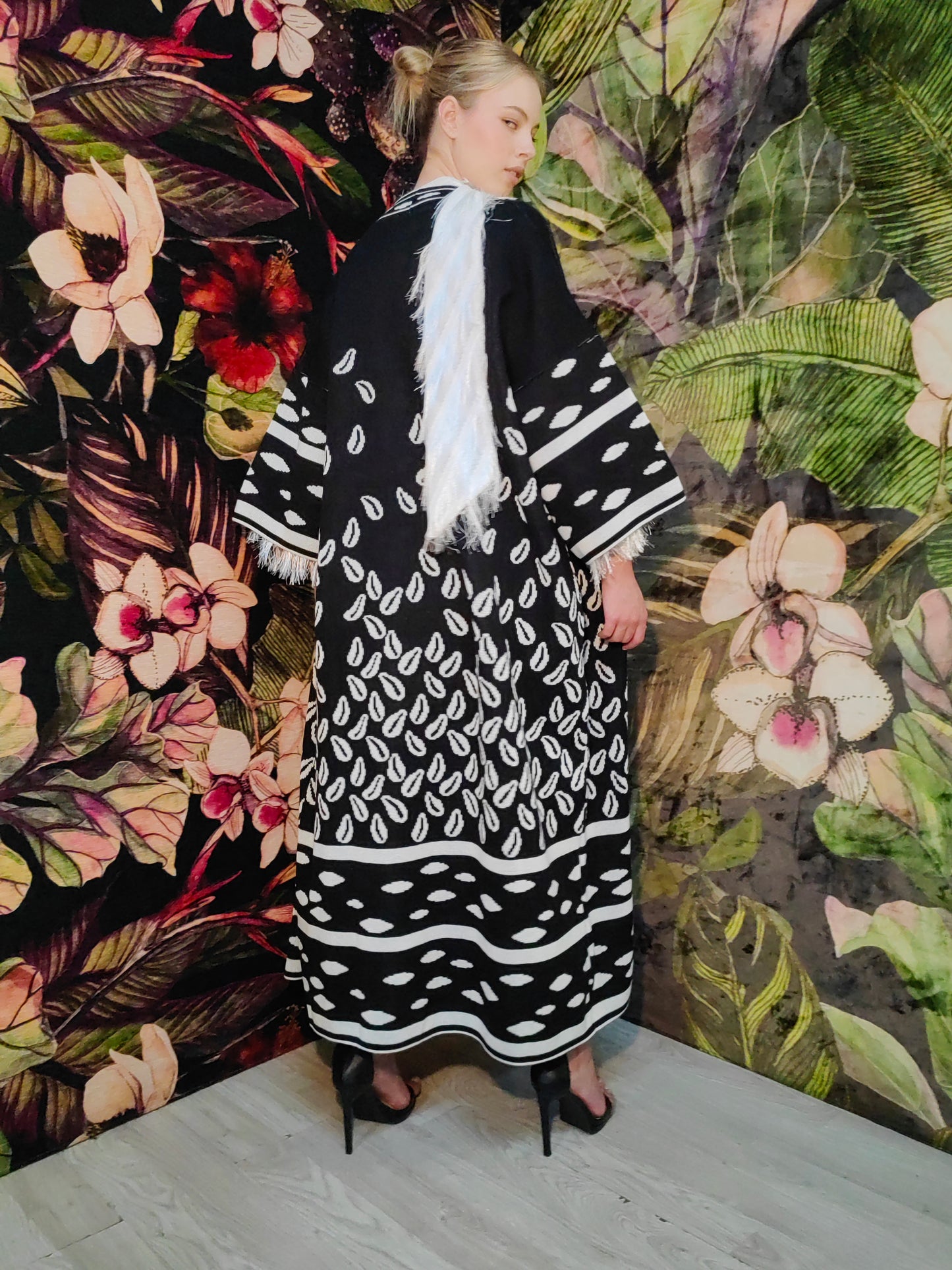 Cedi Pure Cotton Robe-Coat (B&W)