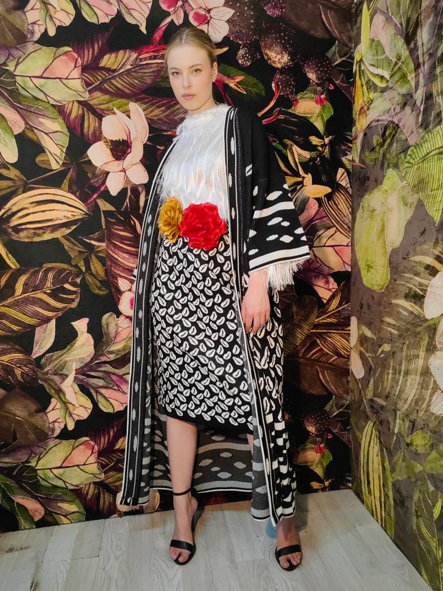 Cedi Pure Cotton Robe-Coat (B&W)