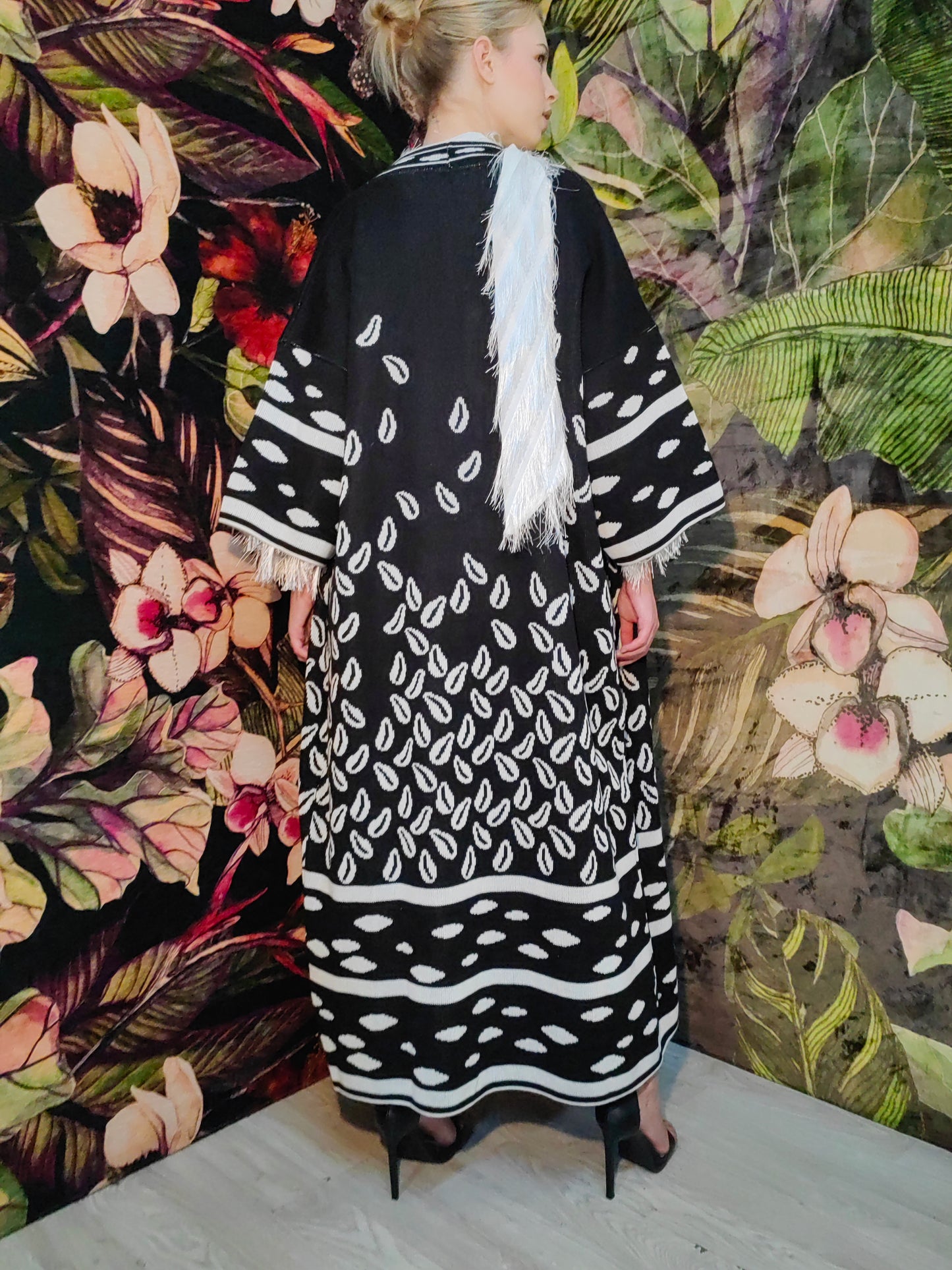 Cedi Pure Cotton Robe-Coat (B&W)