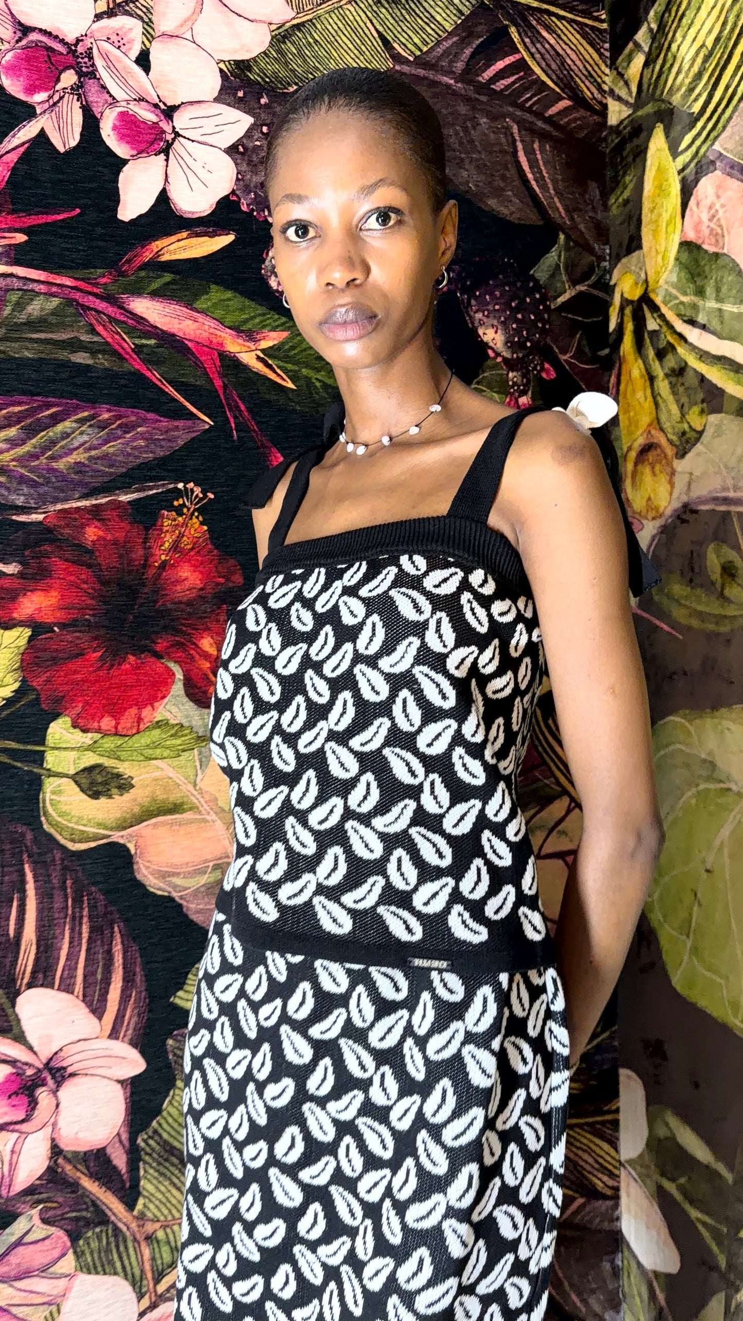 Black & white cotton bandeau top by Thula Sindi