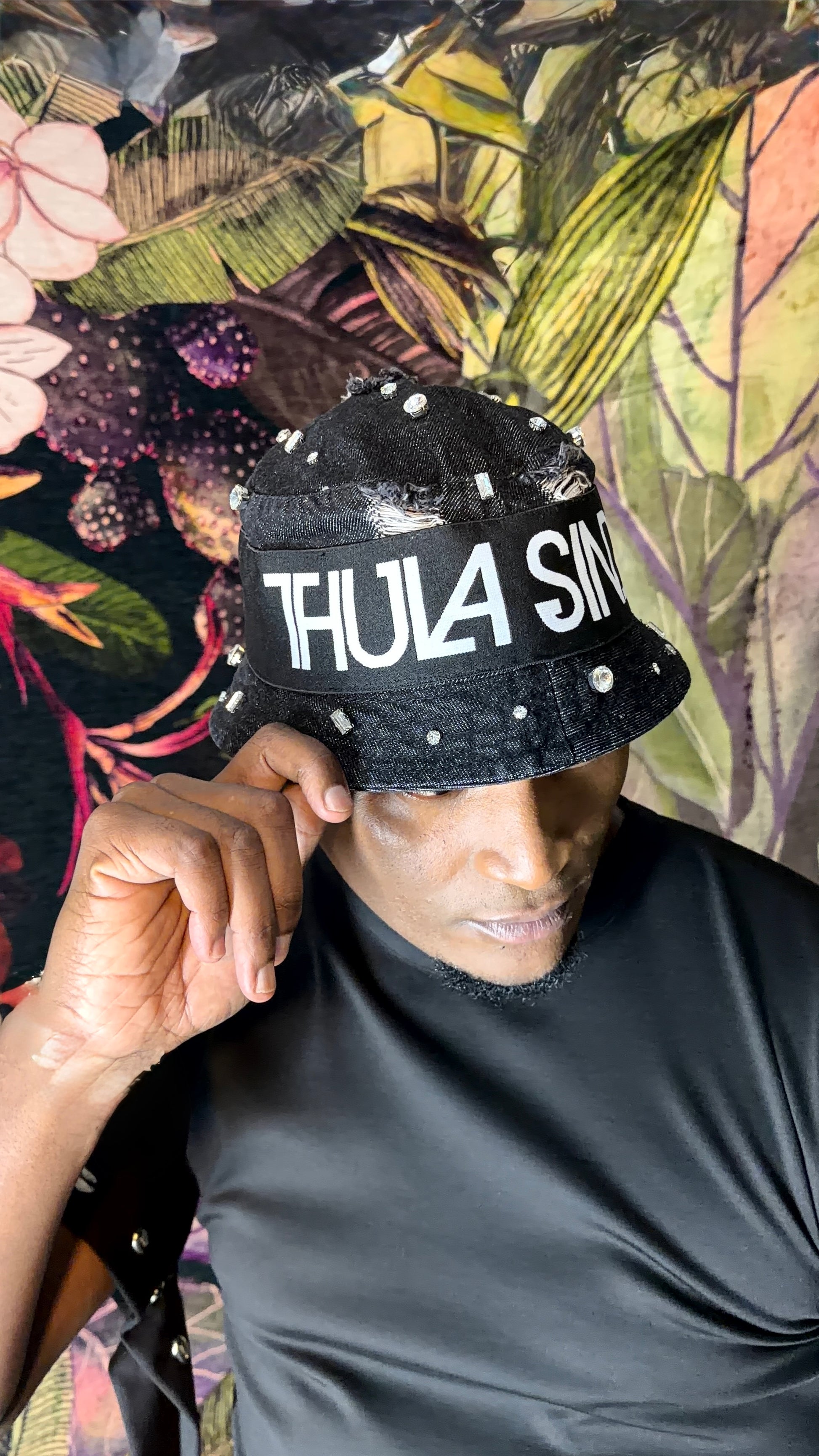 White denim bucket hat by Thula Sindi