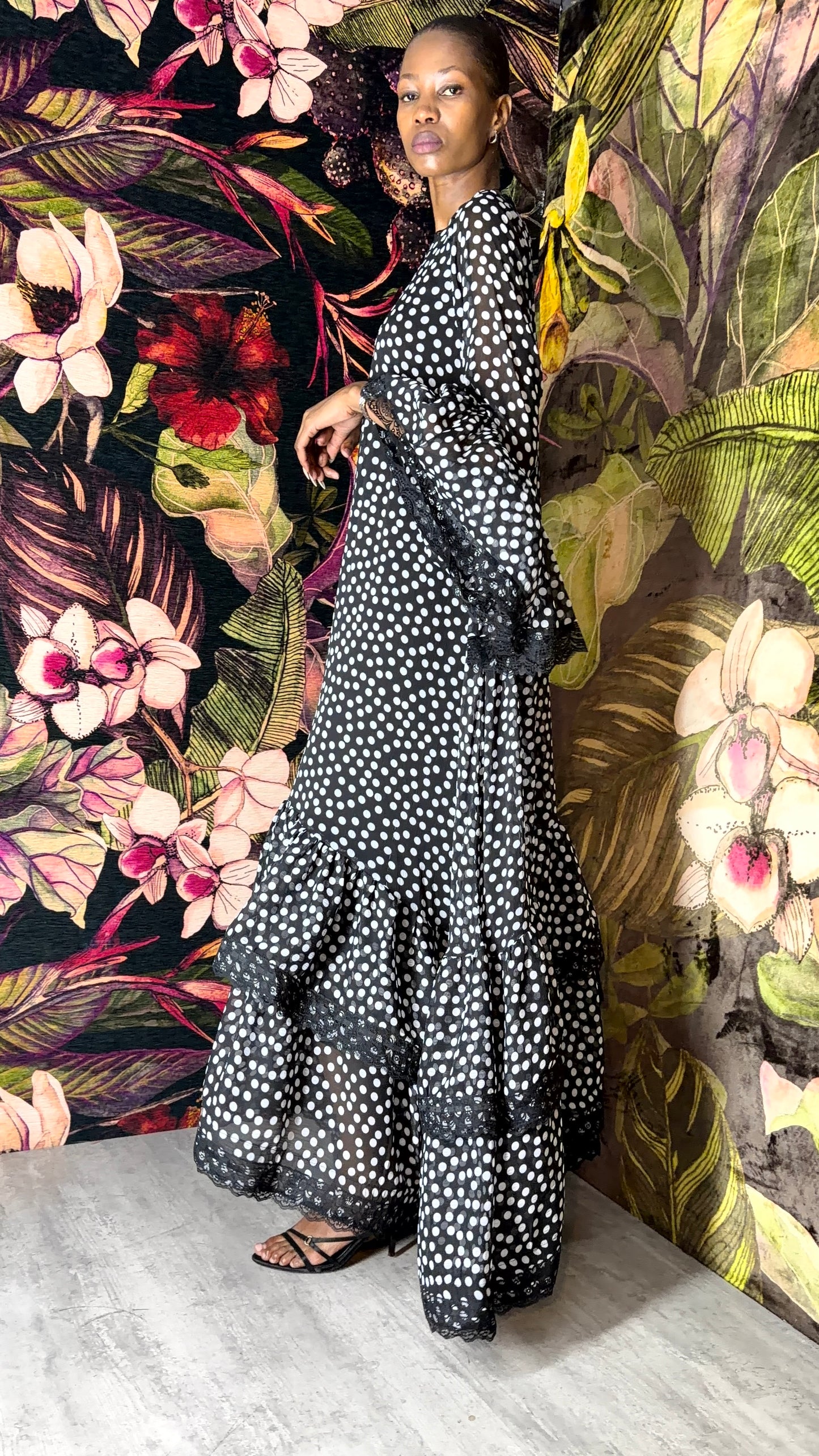 Chiffon trapeze maxi dress by Thula Sindi
