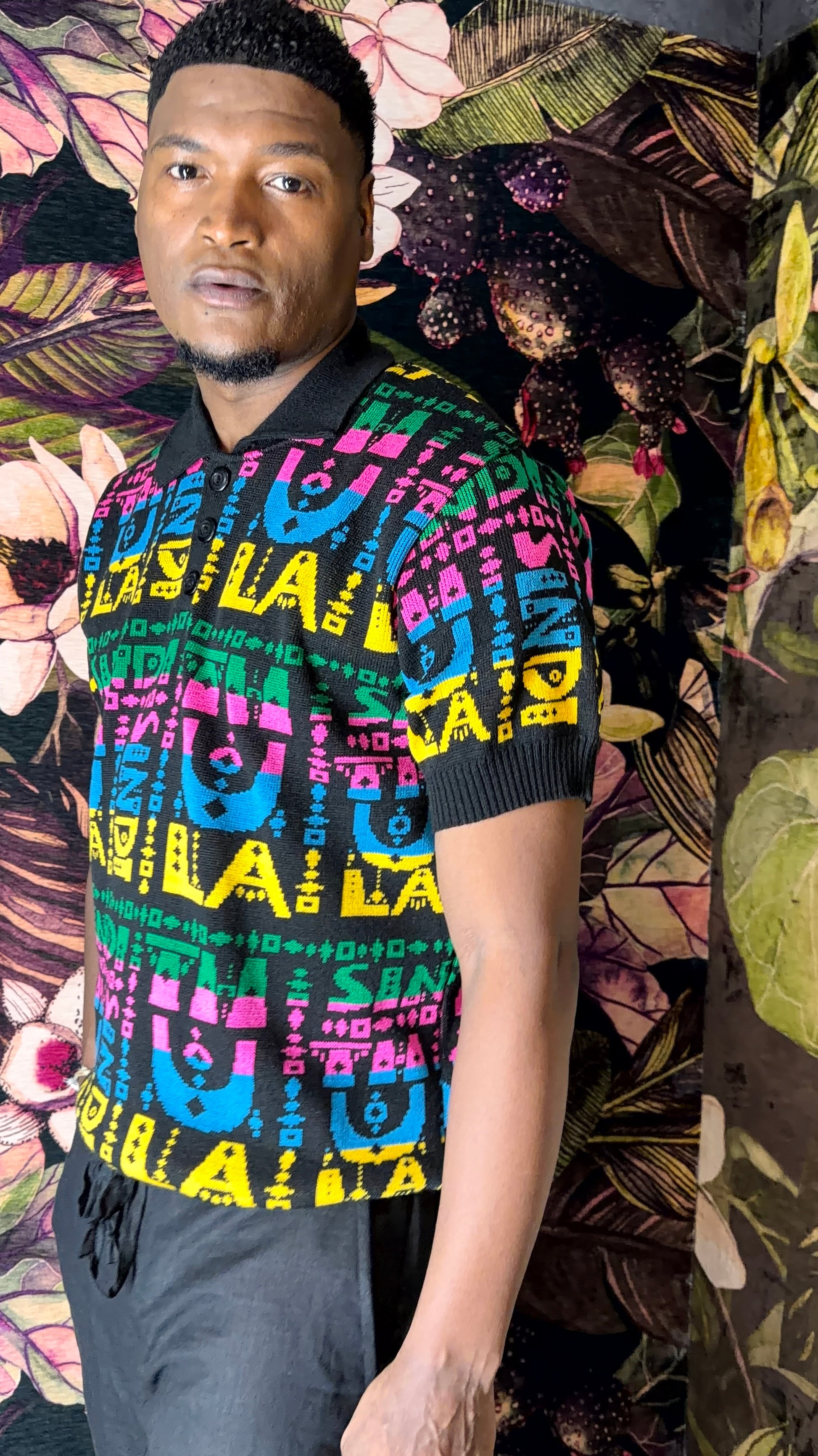 Kaleidoscope knit golfer by Thula Sindi