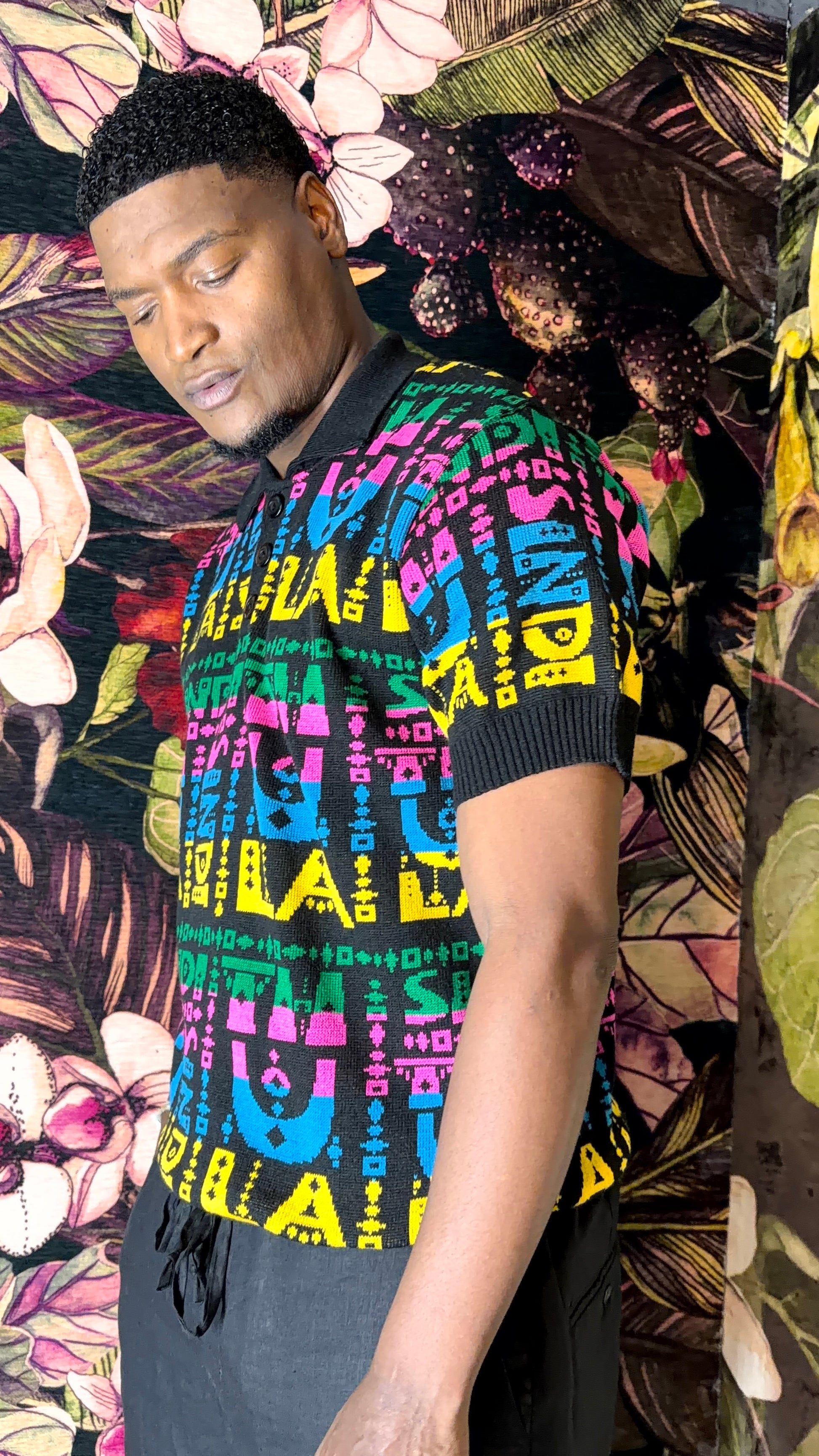 Kaleidoscope knit golfer by Thula Sindi