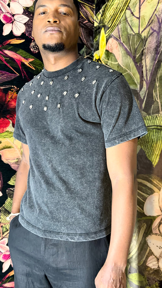 Silver cotton t-shirt by Thula Sindi