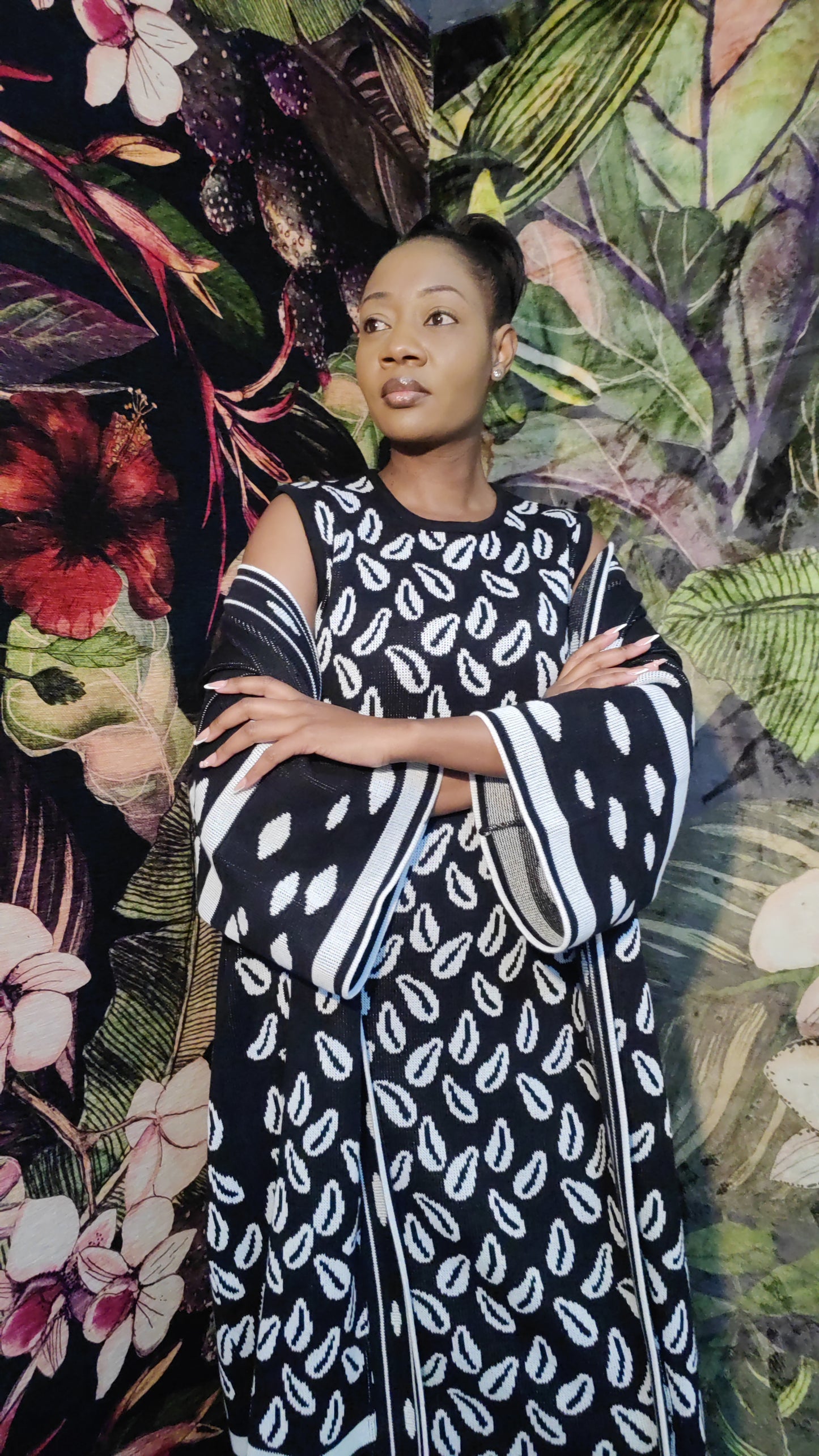 Cedi Pure Cotton Robe-Coat (B&W)