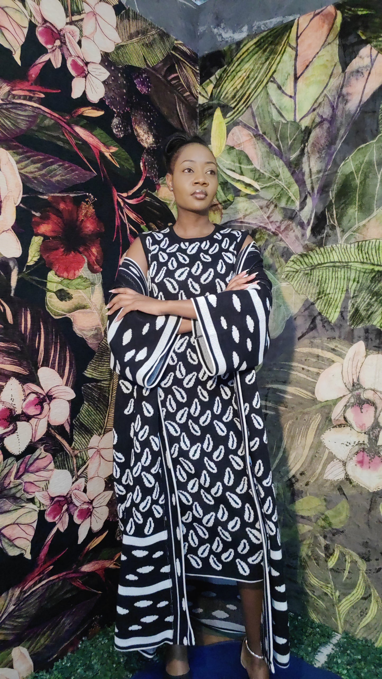 Cedi Pure Cotton Robe-Coat (B&W)